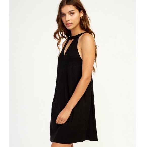 RVCA Black Ribbed Knit Cutout Mini Dress - Picture 2 of 10